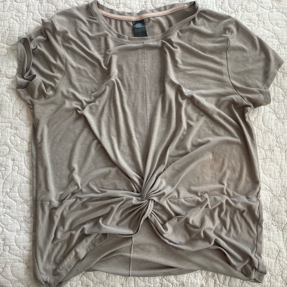 Champion Gray Tie Front Short Sleeve Workout Tee